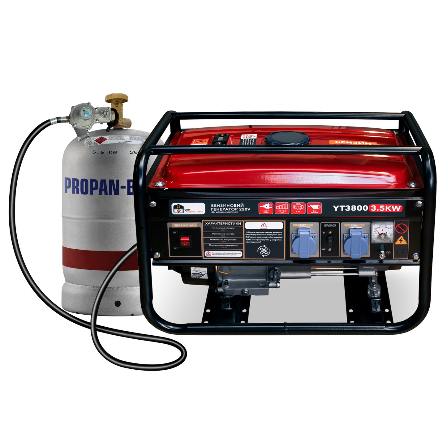 Генератор Бензин + ГАЗ YT3800 3.5KW 220V - Мiдь
